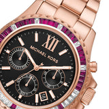 Michael Kors Everest Chronograph Black Dial Rose Gold Steel Strap Watch for Women - MK6972 Authentic Buy Shop Now