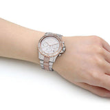 Michael Kors Everest Chronograph Silver Dial Two Tone Steel Strap Watch For Women - MK6975 Authentic Buy Shop Now