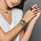 Michael Kors Camille Multifunction Green Dial Gold Steel Strap Watch For Women - MK6981 Authentic Buy Shop Now