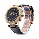 Michael Kors Parker Chronograph Black Dial Black Leather Strap Watch For Women - MK6984 Authentic Buy Shop Now