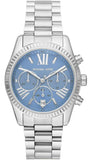Michael Kors Lexington Chronograph Blue Dial Silver Steel Strap Watch For Women - MK7215 Authentic Buy Shop Now