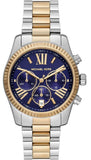 Michael Kors Lexington Chronograph Blue Dial Two Tone Steel Strap Watch For Women - MK7218 Authentic Buy Shop Now
