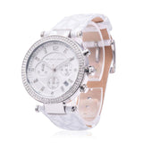 Michael Kors Parker Chronograph White Dial White Leather Strap Watch For Women - MK7226 Authentic Buy Shop Now