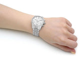 Michael Kors Lexington Chronograph White Dial Silver Steel Strap Watch For Women - MK7243 Authentic Buy Shop Now