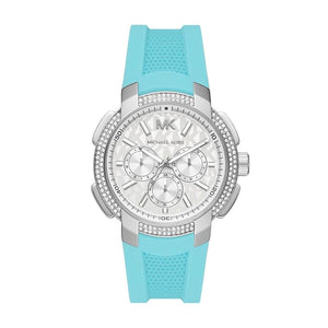 Michael Kors Sidney Multifunction Analog White Dial Turquoise Silicone Strap Watch For Women - MK7246 Authentic Buy Shop Now