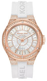 Michael Kors Lennox Three-Hand Crystals Dial White Silicone Strap Watch For Women - MK7248 Authentic Buy Shop Now