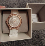 Michael Kors Lennox Three-Hand Crystals Dial White Silicone Strap Watch For Women - MK7248 Authentic Buy Shop Now
