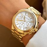 Michael Kors Camille Chronograph White Dial Gold Steel Strap Watch For Women - MK7270 Authentic Buy Shop Now