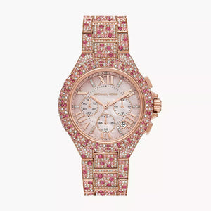 Michael Kors Camille Chronograph Mother of Pearl Dial Rose Gold Steel Strap Watch for Women - MK7272 Authentic Buy Shop Now