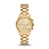 Michael Kors Runway Chronograph Gold Dial Gold Steel Strap Watch For Women - MK7326 Authentic Buy Shop Now