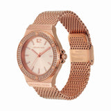Michael Kors Lennox Three Hand Rose Gold Dial Rose Gold Mesh Strap Watch For Women - MK7336 Authentic Buy Shop Now