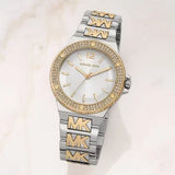 Michael Kors Lennox Three Hand Silver Dial Two Tone Steel Strap Watch For Women - MK7338 Authentic Buy Shop Now
