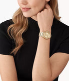 Michael Kors Lennox Three-Hand Gold Dial Gold Steel Strap Watch For Women - MK7339 Authentic Buy Shop Now