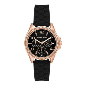 Michael Kors Mini Pilot Black Dial Black Silicone Strap Watch For Women - MK7373 Authentic Buy Shop Now