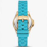 Michael Kors Mini Pilot Quartz Gold Dial Blue Silicone Strap Watch For Women - MK7374 Authentic Buy Shop Now