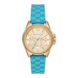 Michael Kors Mini Pilot Quartz Gold Dial Blue Silicone Strap Watch For Women - MK7374 Authentic Buy Shop Now