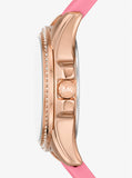 Michael Kors Mini Pilot Quartz Rose Gold Dial Pink Silicone Strap Watch For Women - MK7375 Authentic Buy Shop Now
