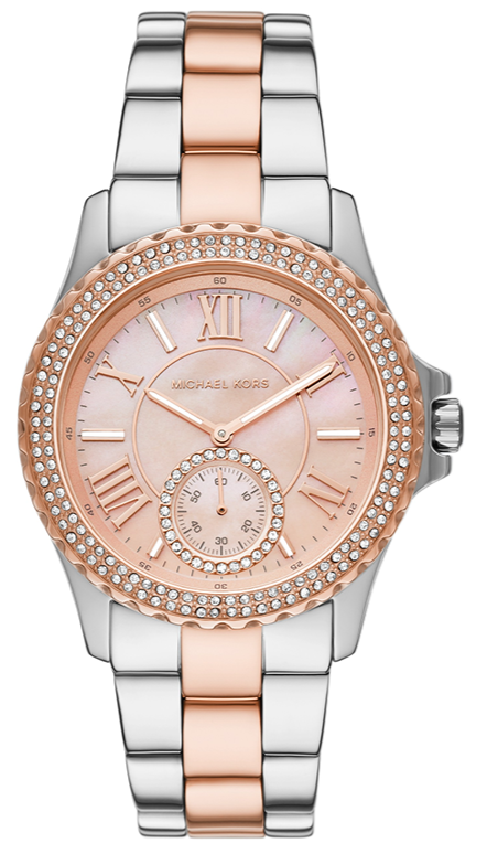 Michael Kors Everest Three Hand Rose Gold Dial Two Tone Steel Strap Watch For Women - MK7402 Authentic Buy Shop Now
