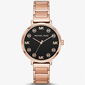 Michael Kors Addyson Quartz Black Dial Gold Steel Strap Watch for Women - MK7416 Authentic Buy Shop Now