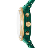 Michael Kors Runway Chronograph Green Dial Green Steel Strap Watch for Women - MK7422 Authentic Buy Shop Now