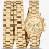 Michael Kors Runway 18K Gold-Plated Triple Wrap Gold Dial Gold Steel Strap Watch for Women - MK7450 Authentic Buy Shop Now