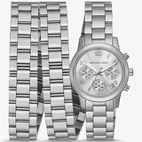 Michael Kors Runway 18K Rhodium Plated Triple Wrap Silver Dial Silver Steel Strap Watch for Women - MK7451 Authentic Buy Shop Now