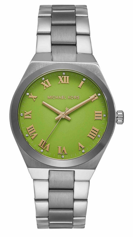 Michael Kors Lennox Three-Hand Green Dial Silver Steel Strap Watch for Women - MK7463 Authentic Buy Shop Now