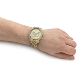 Michael Kors Lexington Quartz Gold Dial Gold Steel Strap Watch For Men - MK8947 Authentic Buy Shop Now