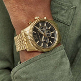 Michael Kors Lexington Chronograph Green Dial Gold Steel Strap Watch for Men - MK8446 Authentic Buy Shop Now