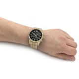 Michael Kors Lexington Chronograph Black Dial Gold Steel Strap Watch for Men - MK8286 Authentic Buy Shop Now