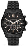 Michael Kors Lexington Chronograph Black Dial Black Steel Strap Watch For Men - MK8467 Authentic Buy Shop Now