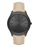 Michael Kors Slim Runway Black Dial Beige Leather Strap Watch For Men - MK8510 Authentic Buy Shop Now