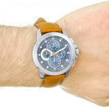 Michael Kors Ryker Chronograph Analog Blue Dial Brown Leather Strap Watch For Men - MK8518 Authentic Buy Shop Now