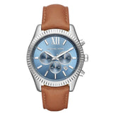Michael Kors Lexington Chronograph Blue Dial Brown Leather Strap Watch For Men - MK8537 Authentic Buy Shop Now