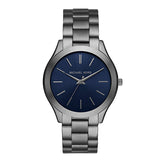 Michael Kors Slim Runway Blue Dial Grey Steel Strap Watch For Men - MK8584 Authentic Buy Shop Now