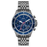 Michael Kors Bayville Chronograph Blue Dial Grey Steel Strap Watch For Men - MK8727 Authentic Buy Shop Now