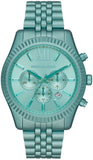 Michael Kors Lexington Chronograph Turquoise Dial Turquoise Steel Strap Watch For Men - MK8793 Authentic Buy Shop Now
