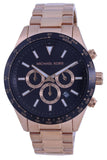 Michael Kors Layton Chronograph Black Dial Rose Gold Steel Strap Watch For Men - MK8824 Authentic Buy Shop Now