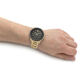 Michael Kors Brecken Chronograph Black Dial Gold Steel Strap Watch For Men - MK8848 Authentic Buy Shop Now