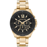 Michael Kors Brecken Chronograph Black Dial Gold Steel Strap Watch For Men - MK8848 Authentic Buy Shop Now