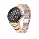 Michael Kors Brecken Chronograph Black Dial Gold Steel Strap Watch For Men - MK8848 Authentic Buy Shop Now