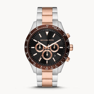 Michael Kors Layton Chronograph Black Dial Two Tone Steel Strap Watch For Men - MK8913 Authentic Buy Shop Now