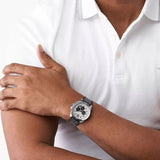 Michael Kors Brecken Chronograph Silver Dial Grey Leather Strap Watch For Men - MK8922 Authentic Buy Shop Now
