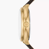 Michael Kors Benning Three Hand Gold Dial Brown Leather Strap Watch For Men - MK8931 Authentic Buy Shop Now