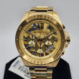 Michael Kors Brecken Chronograph Gold Dial Gold Steel Strap Watch For Men - MK8934 Authentic Buy Shop Now