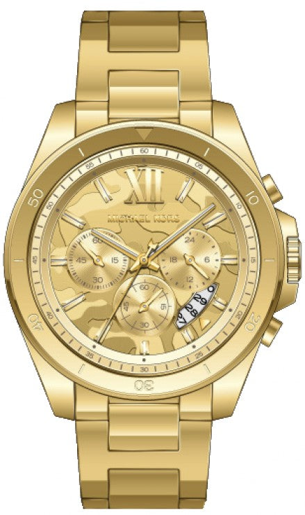 Michael Kors Brecken Chronograph Gold Dial Gold Steel Strap Watch For Men - MK8934 Authentic Buy Shop Now