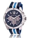 Michael Kors Brecken Chronograph Blue Dial Two Tone PVC Strap Watch For Men - MK8950 Authentic Buy Shop Now