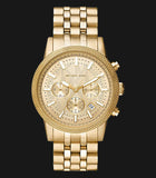 Michael Kors Hutton Chronograph Gold Dial Gold Steel Strap Watch For Men - MK8953 Authentic Buy Shop Now