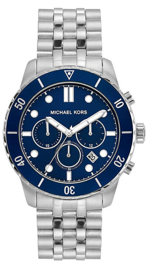 Michael Kors Cunningham Chronograph Blue Dial Silver Steel Strap Watch For Men - MK8999 Authentic Buy Shop Now