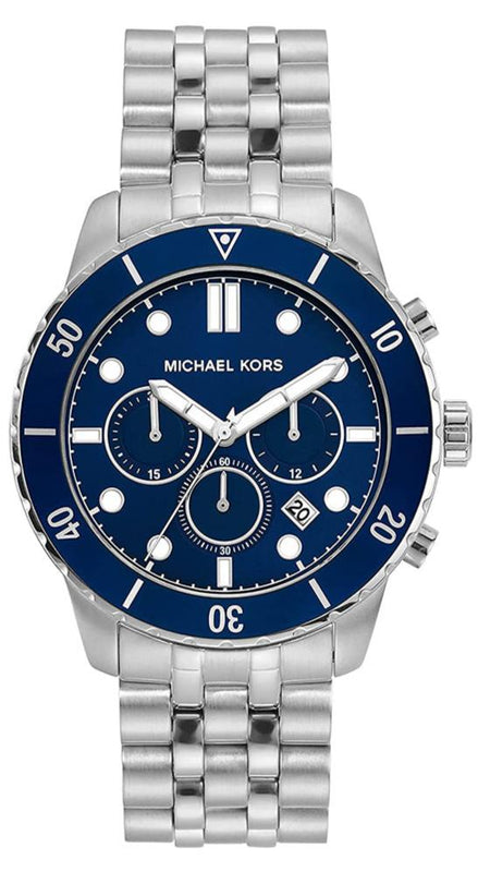 Michael Kors Cunningham Chronograph Blue Dial Silver Steel Strap Watch For Men - MK8999 Authentic Buy Shop Now